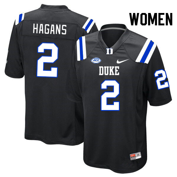 Women #2 Sahmir Hagans Duke Blue Devils College Football Jerseys Stitched Sale-Black